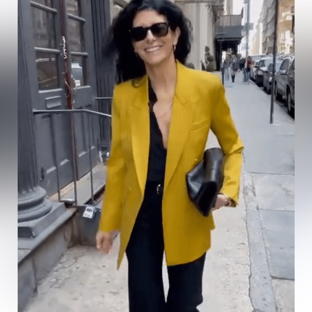 Nili Lotan Double-Breasted Mustard Valerie Jacket - Picture 6 of 8